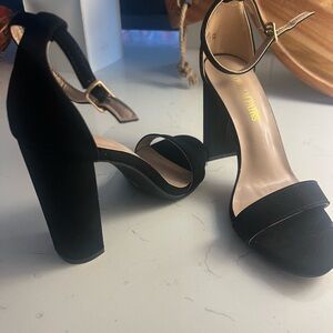 Velvet Pumps Heels Mary Jane ankle strap 4 inch